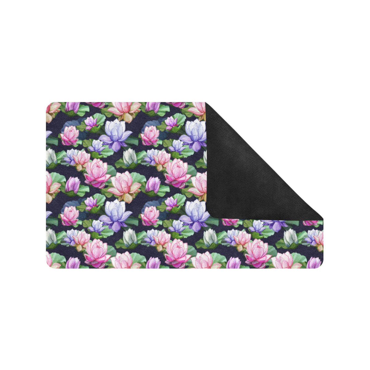 Lotus Flower Print Design Rubber Doormat