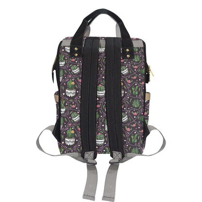 Cactus Pattern Print Design 03 Diaper Bag Backpack