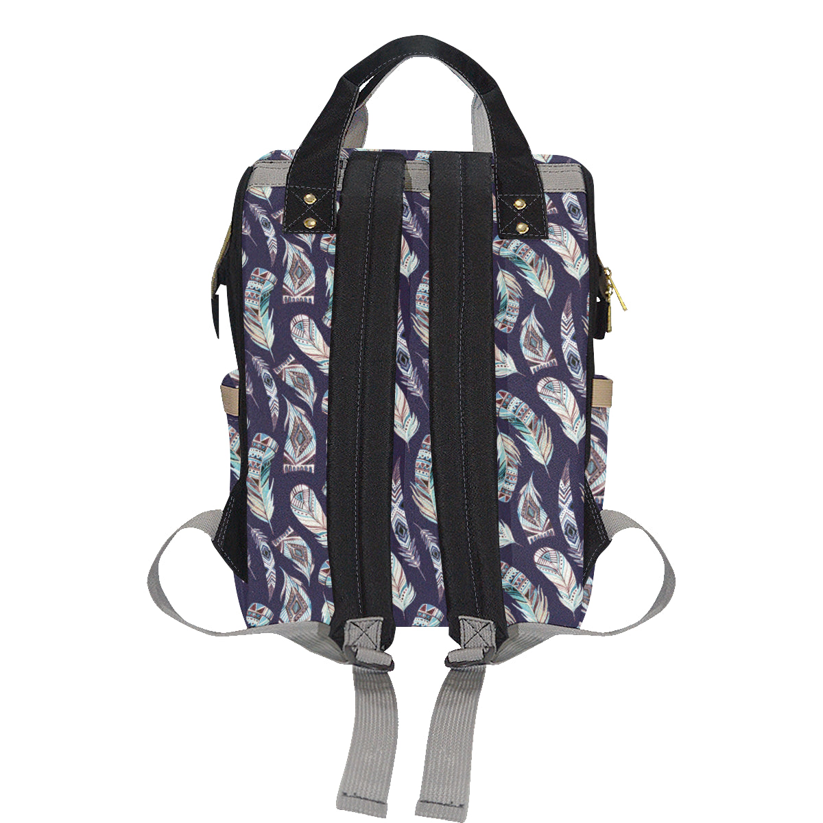 Feather Vintage Boho Design Print Diaper Bag Backpack