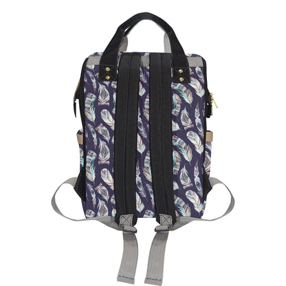 Feather Vintage Boho Design Print Diaper Bag Backpack