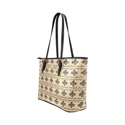Native American Themed Design Print Leather Tote Bag