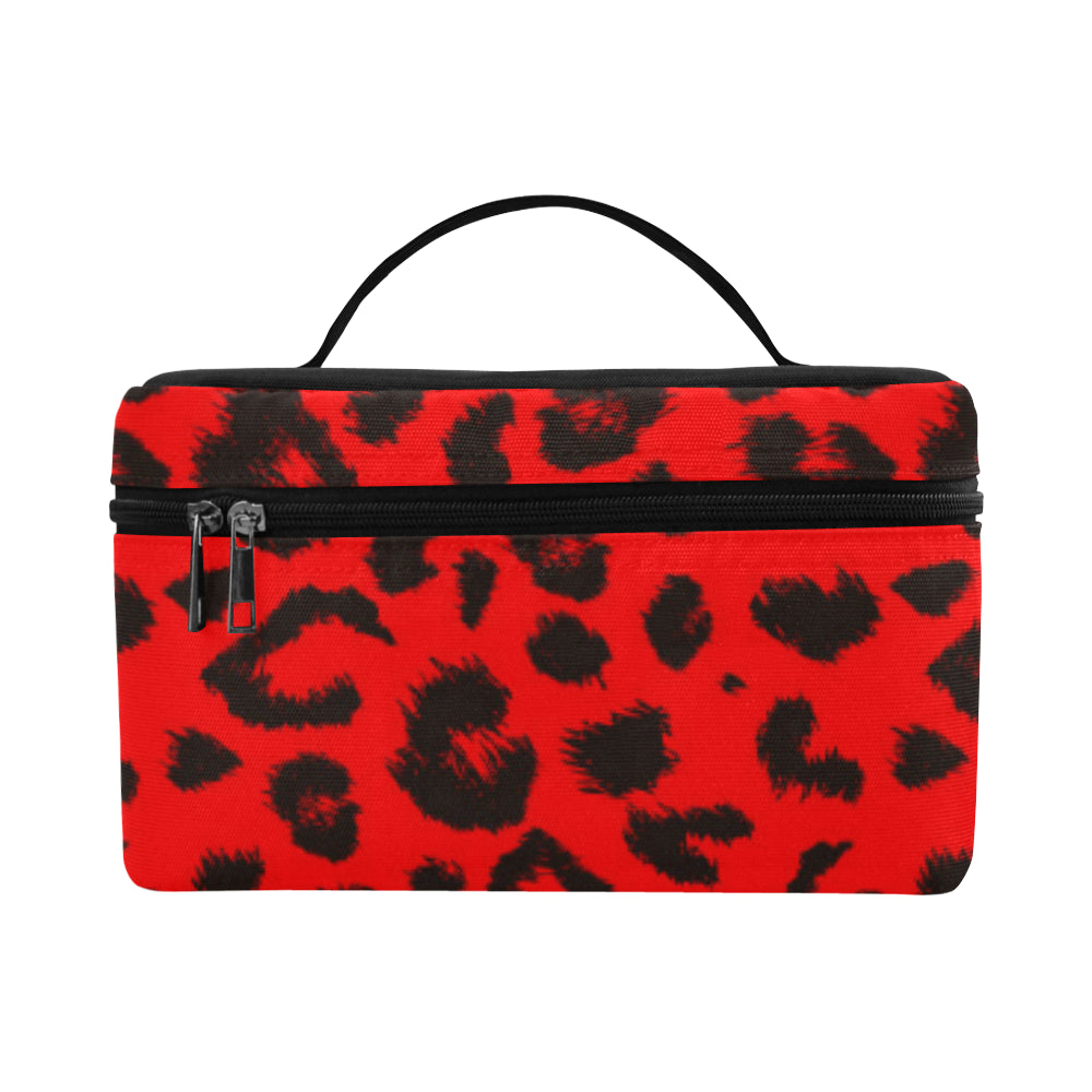 Leopard Red Skin Print Makeup Bag