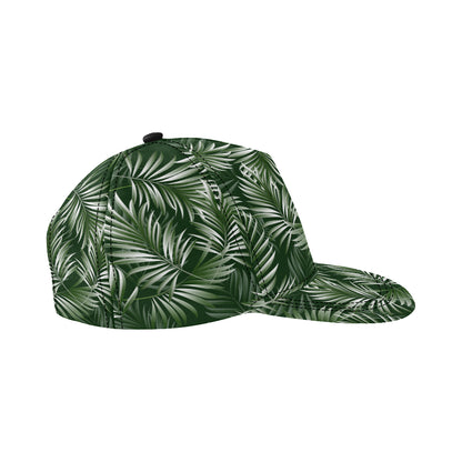 White Green Tropical Palm Leaves Snapback Cap