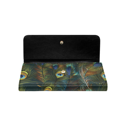 Peacock Feather Pattern Print Design A03 Women's Trifold Wallet