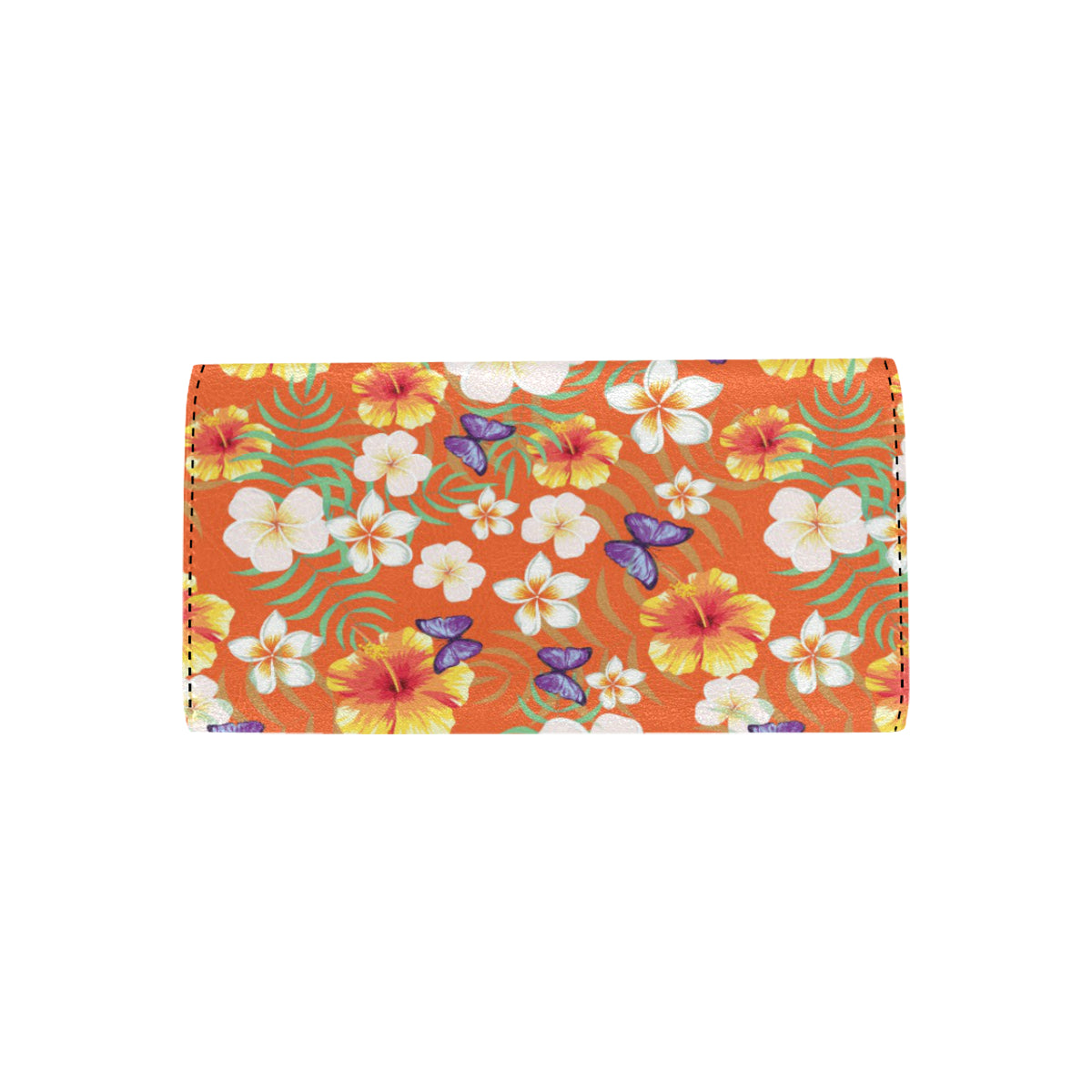 Tropical Flower Pattern Print Design TF027 Women's Trifold Wallet