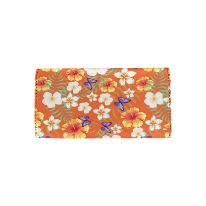 Tropical Flower Pattern Print Design TF027 Women's Trifold Wallet