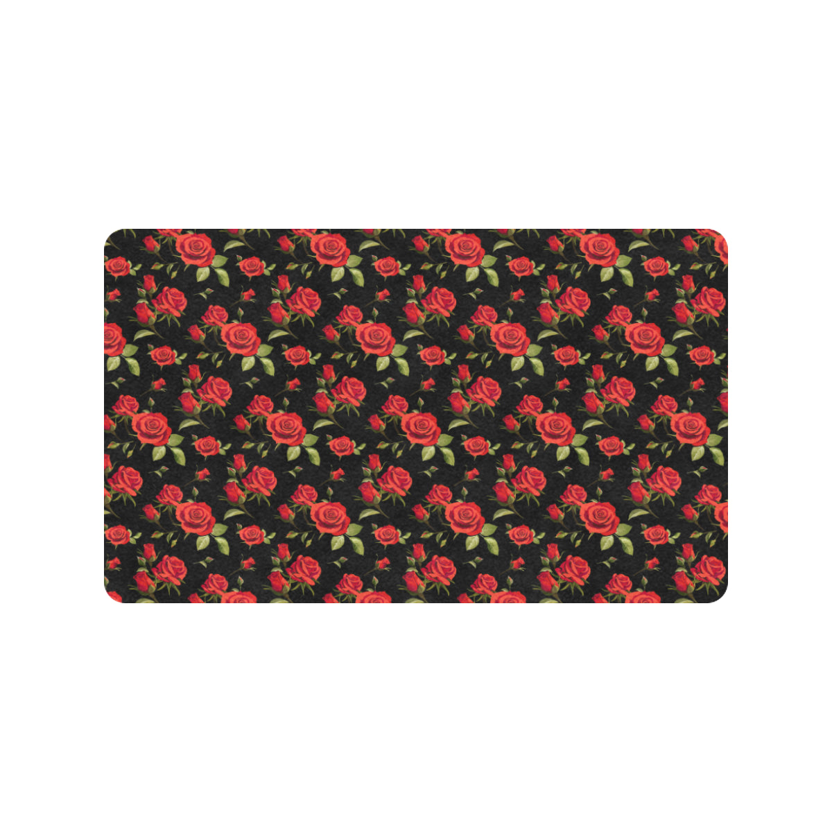 Red Rose Themed Print Rubber Doormat