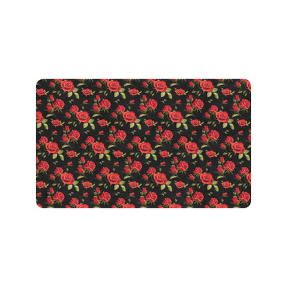 Red Rose Themed Print Rubber Doormat