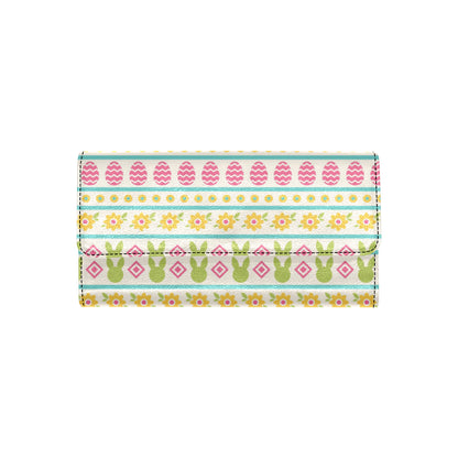 Easter Eggs Pattern Print Design RB016 Women's Trifold Wallet