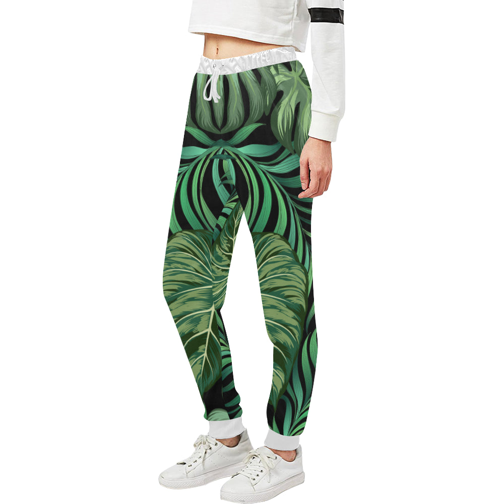 Green Fresh Tropical Palm Leaves Unisex Sweatpants