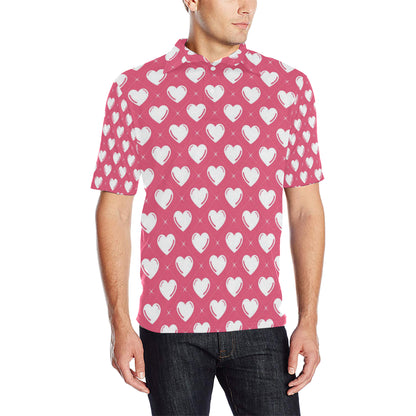 Heart Pattern Print Design HE07 Men Polo Shirt