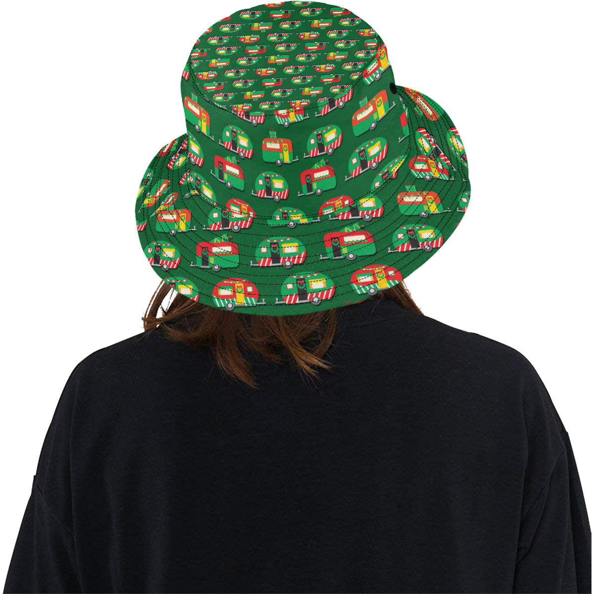 Camper Camping Christmas Themed Print Unisex Bucket Hat
