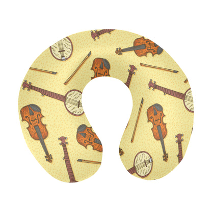 Banjo Violin Pattern Print Design 01 U-Shaped Travel Neck Pillow