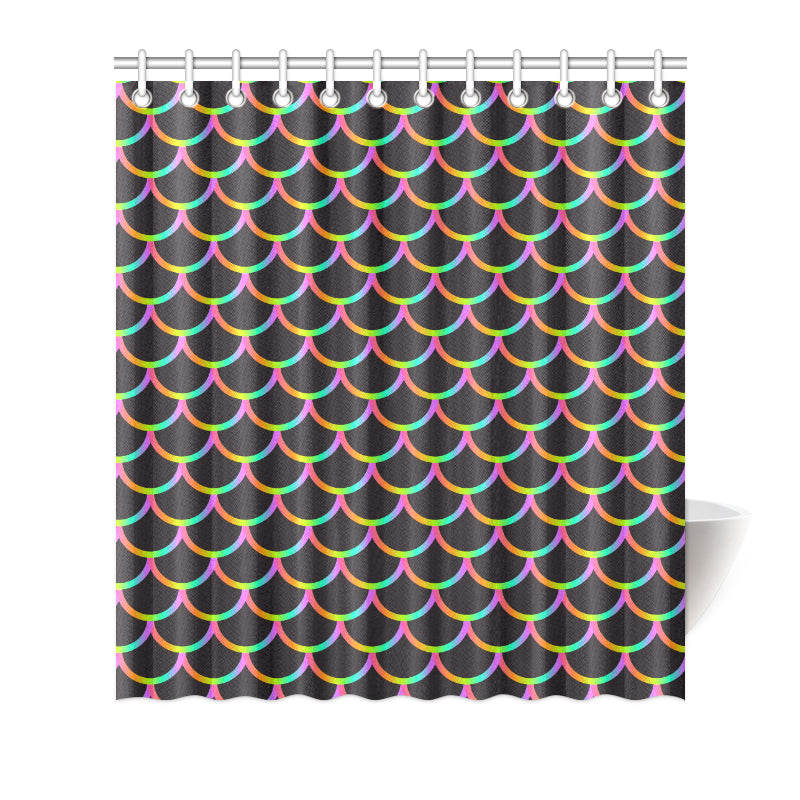 Mermaid Tail Rainbow Design Print Shower Curtain