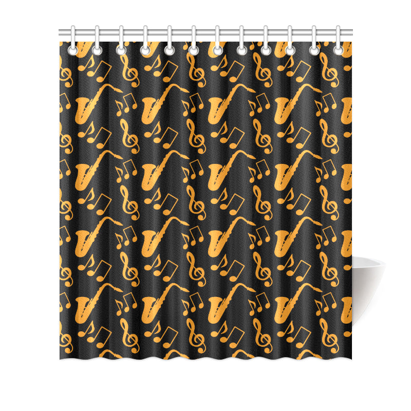 Saxophone Pattern Print Design 02 Shower Curtain
