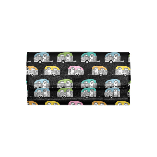 Camper Pattern Camping Themed No 2 Print Women's Trifold Wallet