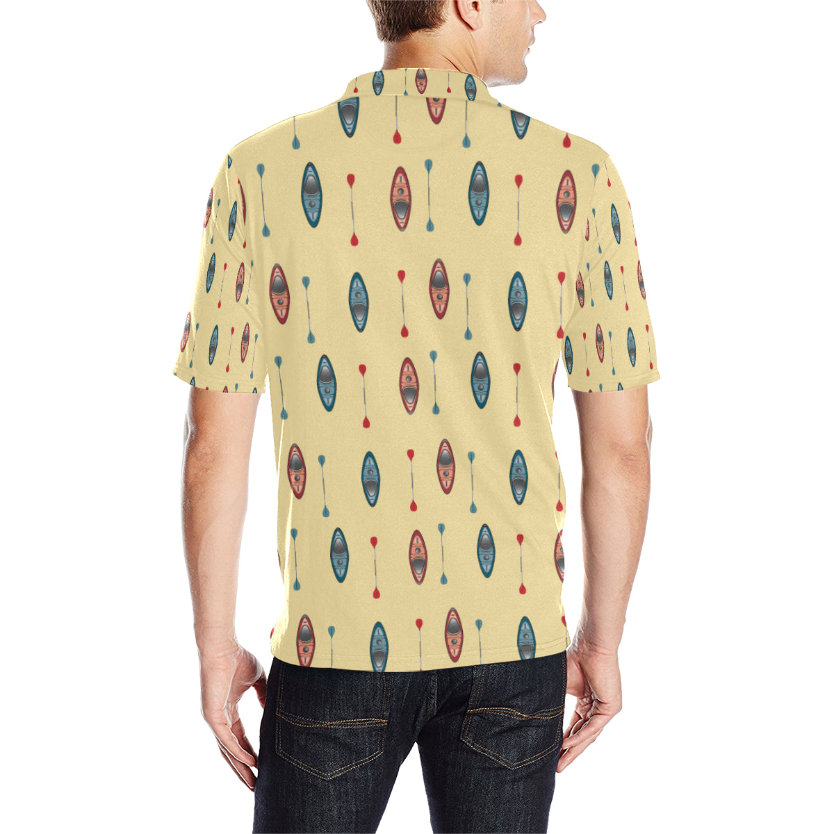 Kayak Pattern Print Design 02 Men Polo Shirt