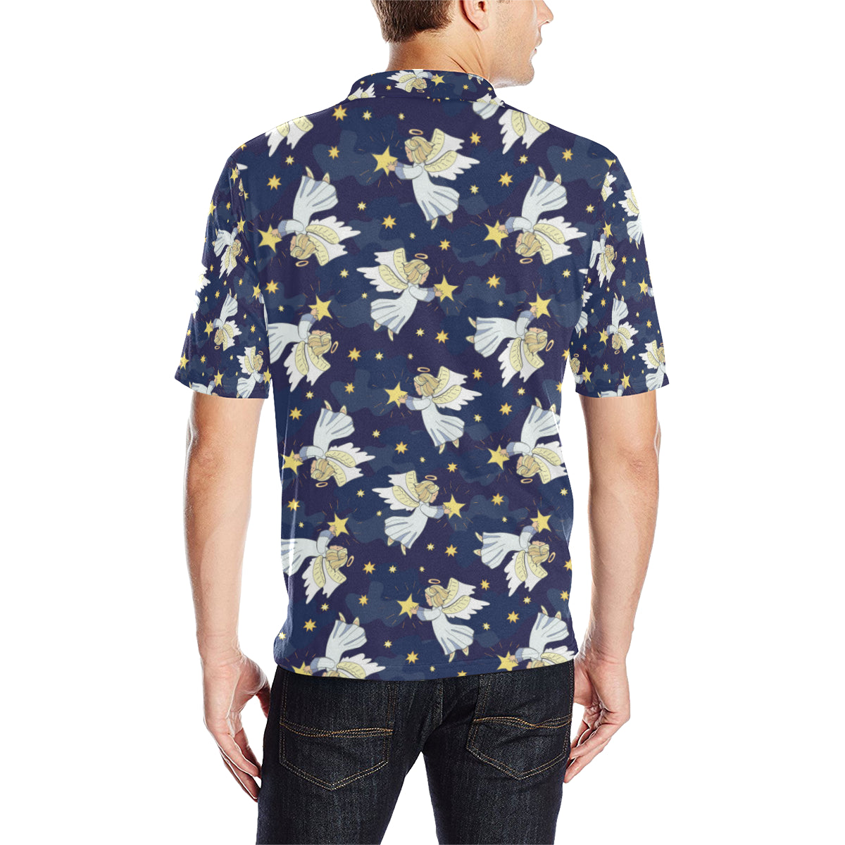 Angel Pattern Print Design 06 Men Polo Shirt