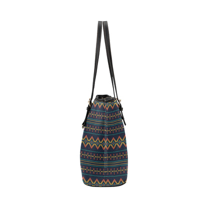 Southwest American Design Themed Print Leather Tote Bag