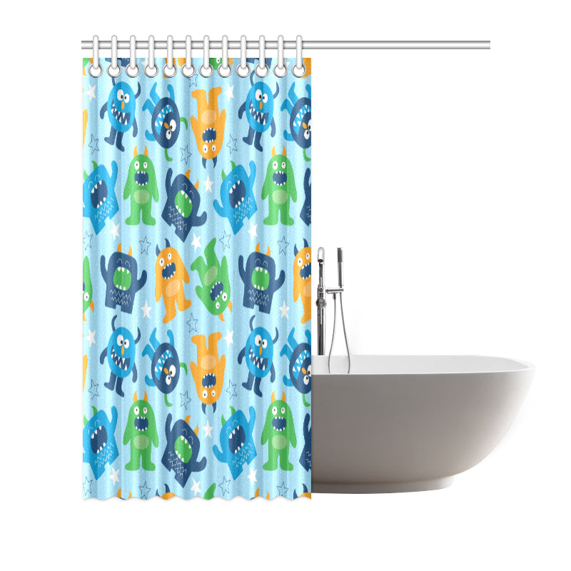 Monster Cartoon Pattern Print Design 04 Shower Curtain