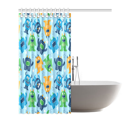 Monster Cartoon Pattern Print Design 04 Shower Curtain