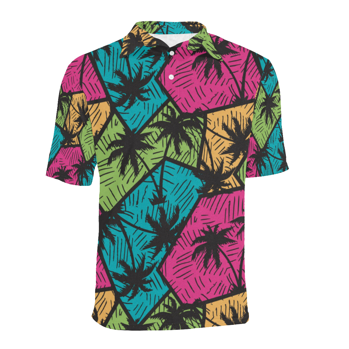 Palm Tree Pattern Print Design PT09 Men Polo Shirt