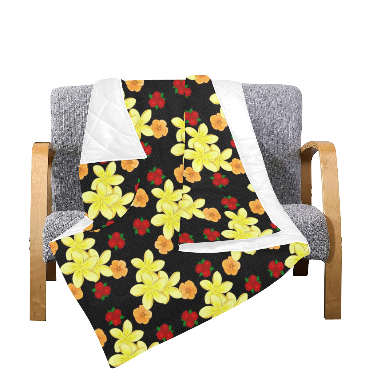 Yellow Plumeria Pattern Print Design PM04 Premium Quilt