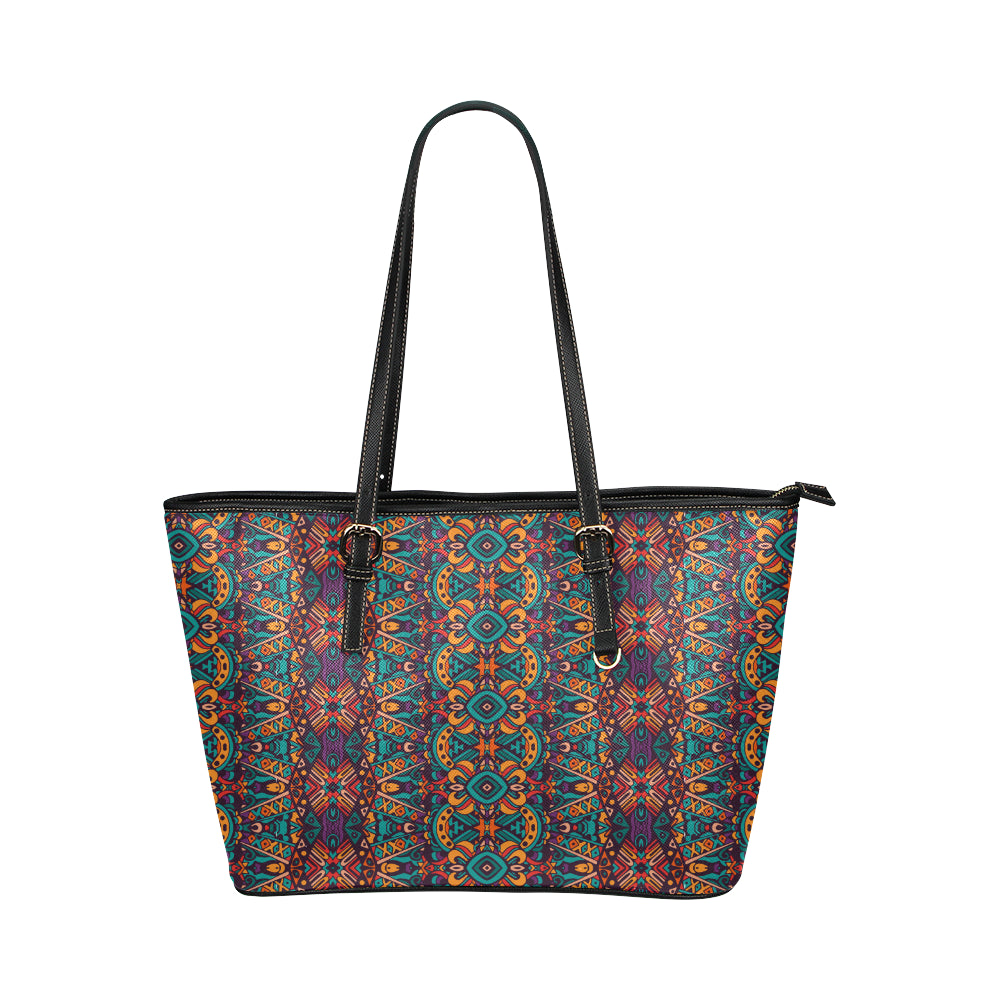 Ethnic Style Print Pattern Leather Tote Bag