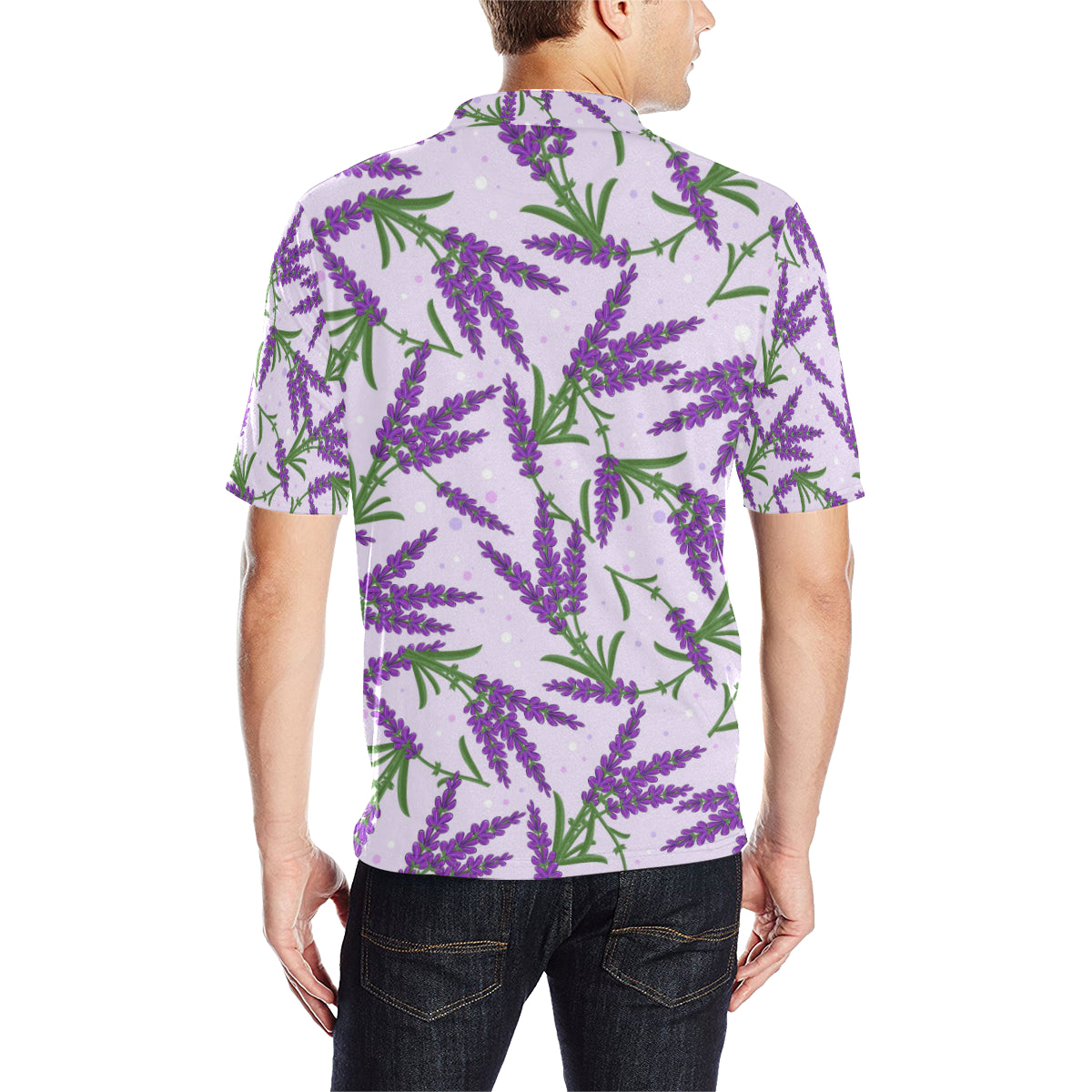 Lavender Pattern Print Design LV02 Men Polo Shirt