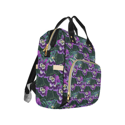 Pansy Pattern Print Design PS07 Diaper Bag Backpack