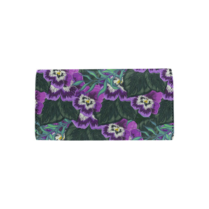 Pansy Pattern Print Design PS07 Women's Trifold Wallet