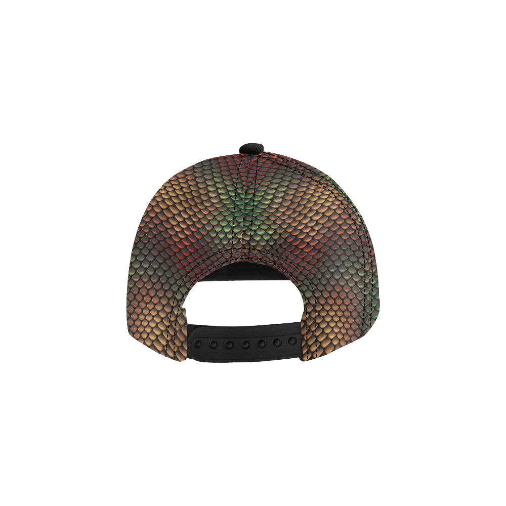 Snake Skin Colorful Print Snapback Cap