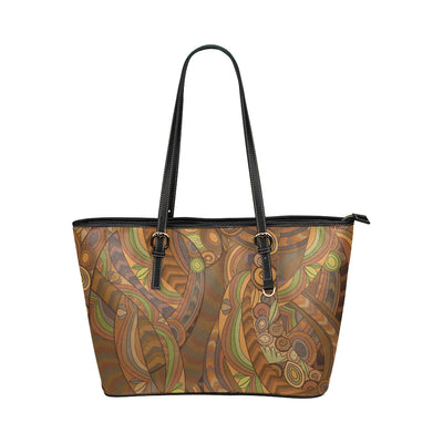 Maori Ornament Design Print Leather Tote Bag