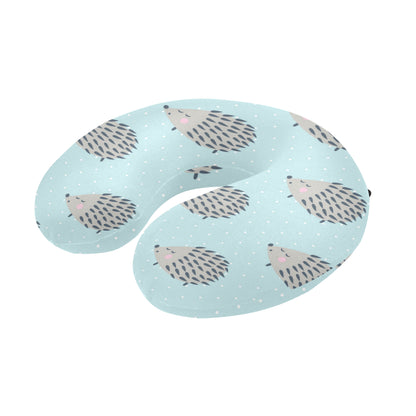 Hedgehog Pattern Print Design 02 U-Shaped Travel Neck Pillow