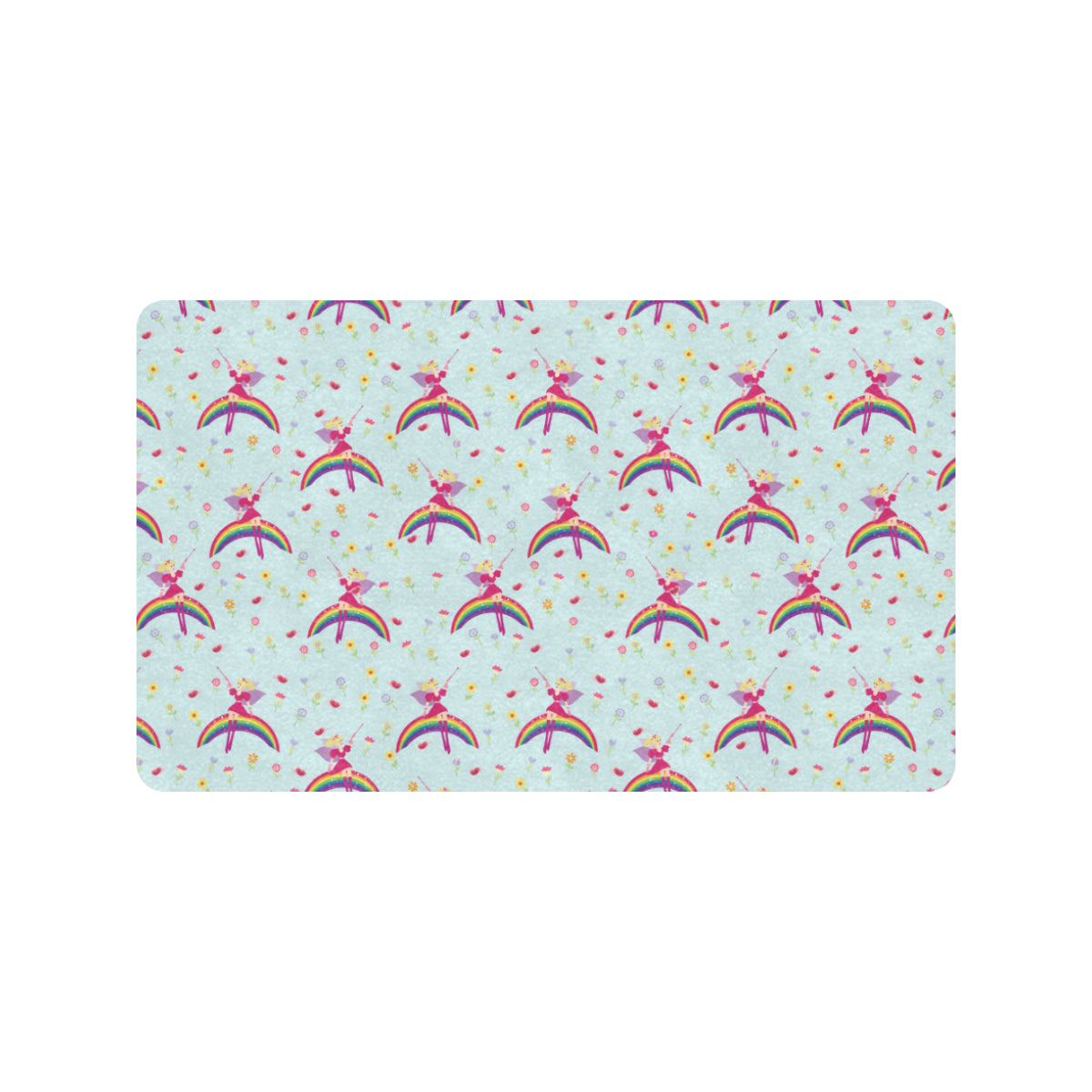 Fairy with Rainbow Print Pattern Rubber Doormat