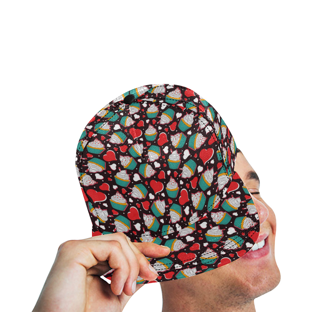 Cupcakes Heart Print Pattern Snapback Cap