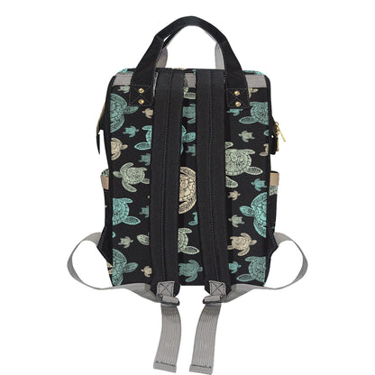 Sea Turtle Stamp Pattern Diaper Bag Backpack