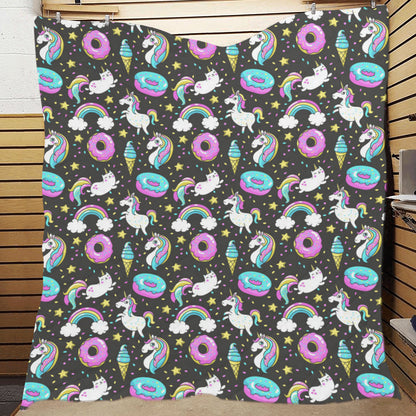 Donut Unicorn Pattern Print Design DN09 Premium Quilt