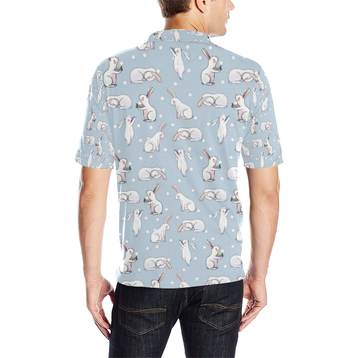 Rabbit Pattern Print Design RB06 Men Polo Shirt