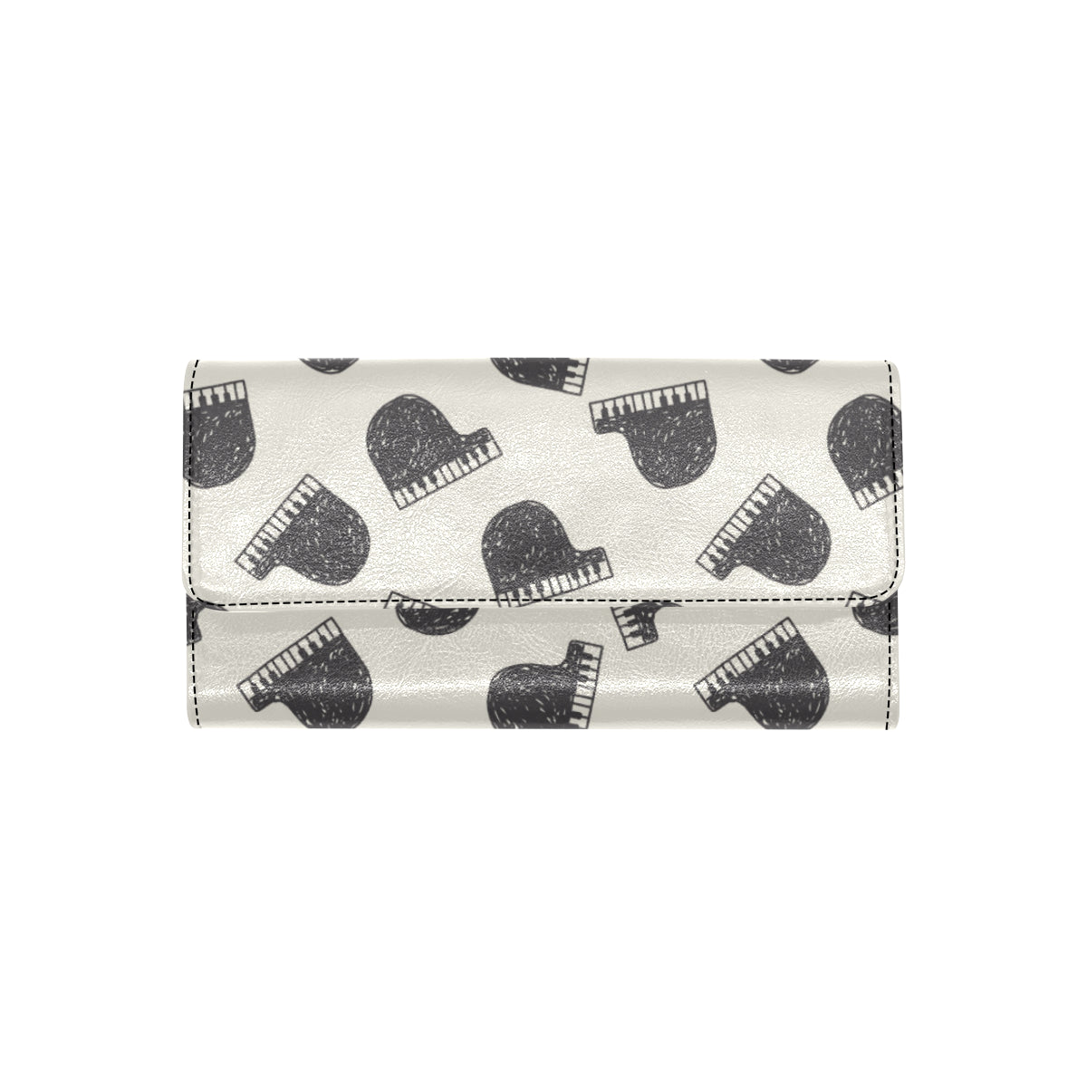 Piano Pattern Print Design 04 Women's Trifold Wallet