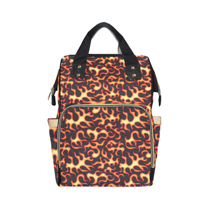 Flame Fire Themed Print Diaper Bag Backpack
