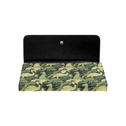 Camouflage Dinosaur Pattern Print Design 03 Women's Trifold Wallet