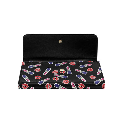 Lipstick Pattern Print Design LT01 Women's Trifold Wallet