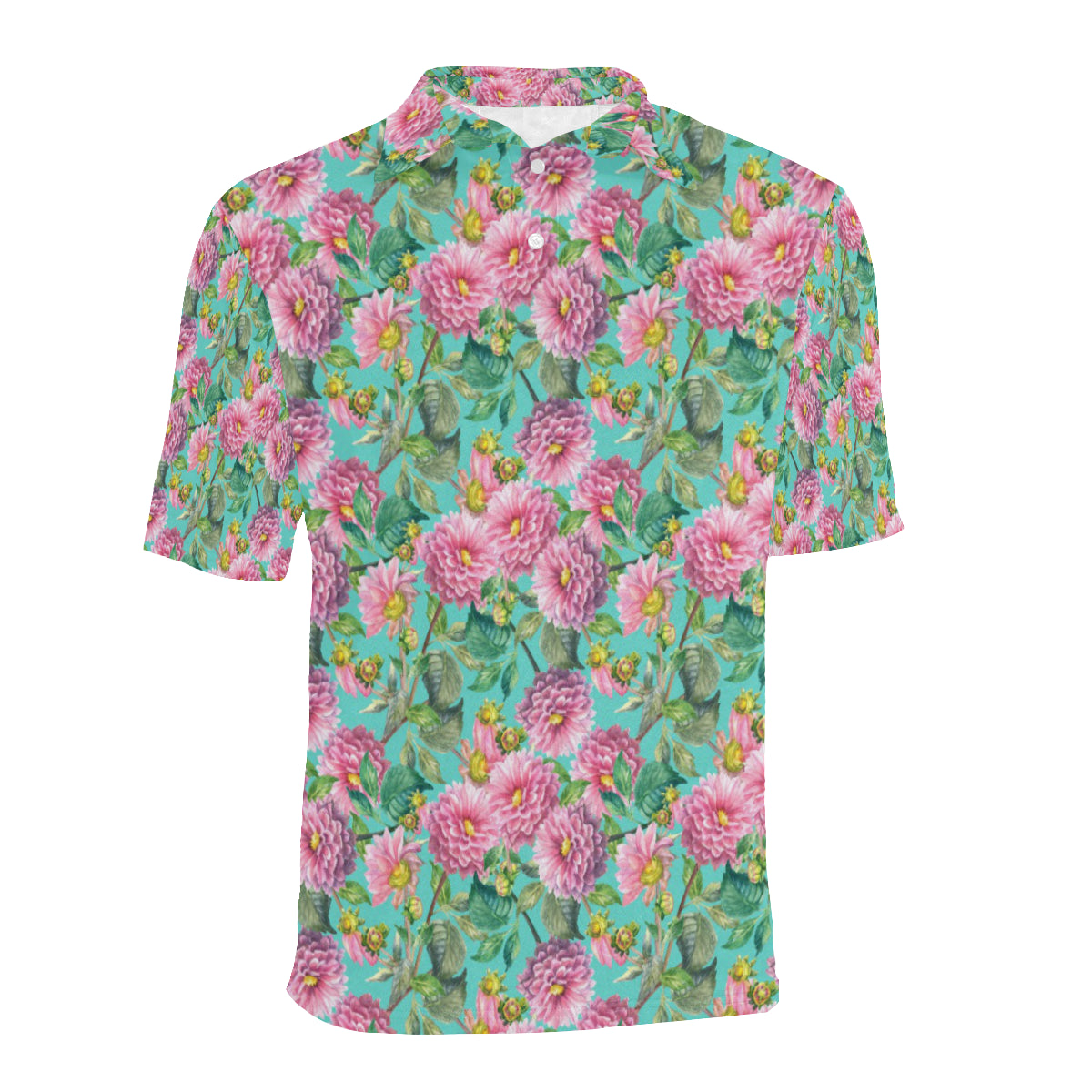 Dahlia Pattern Print Design DH07 Men Polo Shirt