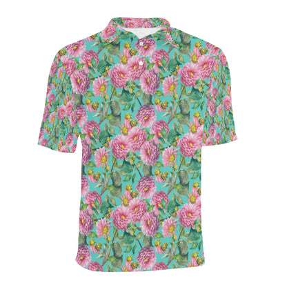 Dahlia Pattern Print Design DH07 Men Polo Shirt