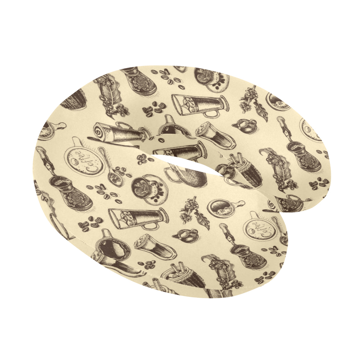 Coffee Pattern Print Design 05 U-Shaped Travel Neck Pillow