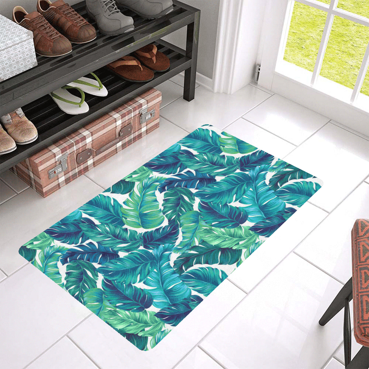 Brightness Tropical Palm Leaves Rubber Doormat