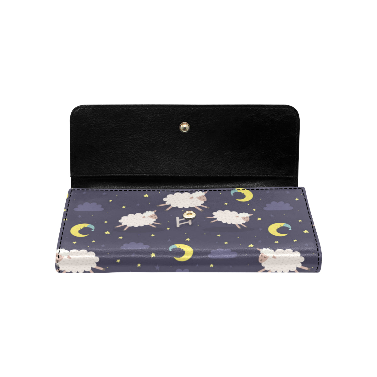 Sheep Night Pattern Print Design 02 Women's Trifold Wallet