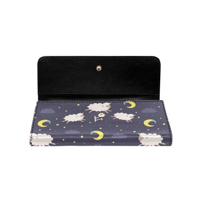 Sheep Night Pattern Print Design 02 Women's Trifold Wallet