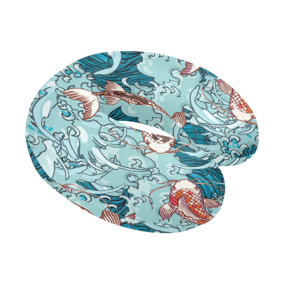KOI Fish Pattern Print Design 05 U-Shaped Travel Neck Pillow